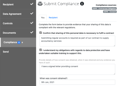 Screenshot of compliance