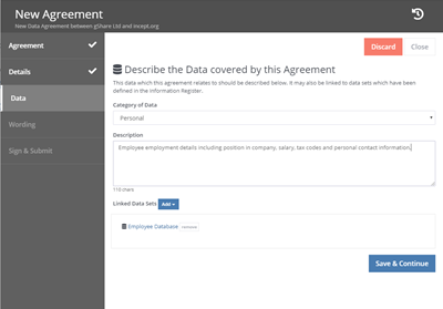 Screenshot of new data contract