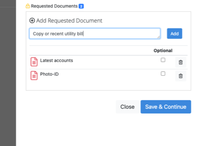Screenshot of Requestng a Document