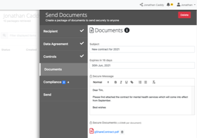 Screenshot of Sending Document